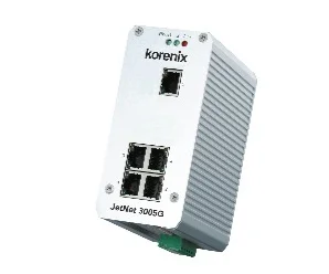 JetNet 3005G artiklikood: BE_F00N3005000003, nimetus: JetNet 3005G, kirjeldus: Tööstuslik 5G pordiga mittehallatav Ethernet switch
5 liidest 10/100/1000TX, Auto MDI/MDI-X
Dubleeritud toitesisendid: 10..60 VDC
Releeväljundid: pordi häire, toite häire
IP30, alumiiniumkorpus, Töötemperatuur: -40..+75°C