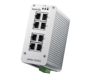 JetNet 3008G v2.0 artiklikood: BE_F00N3008000008, nimetus: JetNet 3008G v2.0, kirjeldus: Tööstuslik 8 pordiga mittehallatav Ethernet Gigabit switch
8 liidest 10/100/1000TX, Auto MDI/MDI-X
Dubleeritud toitesisendid: 12..48 VDC
Releeväljundid: pordi häire, toite häire
IP31, alumiiniumkorpus, Töötemperatuur: -10..+70°C
