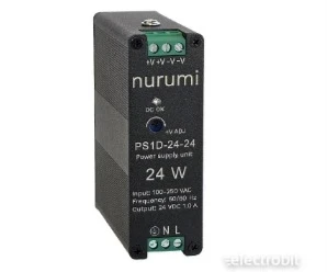 PS1D-24-24 Toiteplokk 24 VDC 1,0 A artiklikood: NU_2524001, nimetus: PS1D-24-24 Toiteplokk 24 VDC 1,0 A, kirjeldus: Nurumi toiteplokk 24 VDC, 24 W, 1,0 A
85–264 VAC