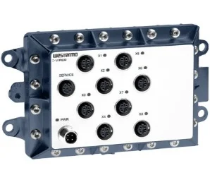 Viper-008 artiklikood: WEST_3641-0340, nimetus: Viper-008, kirjeldus: EN 50155 Unmanaged Switch
8 x 10/100 Mbit/s, Ethernet TX, M12
–40 .. +70°C, 16 .. 60 VDC